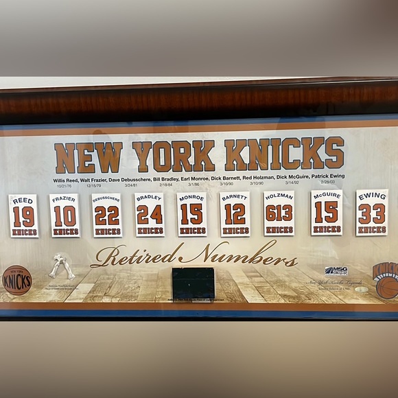 New York Knicks Retired Numbers Framed 14x32 Wall Art Collage Steiner Sports - Picture 2 of 2